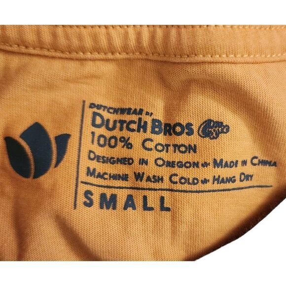 Dutch Bros Staff Short Sleeve Ringer TShirt Stoked Womens Size S Beige Retro - Picture 5 of 5